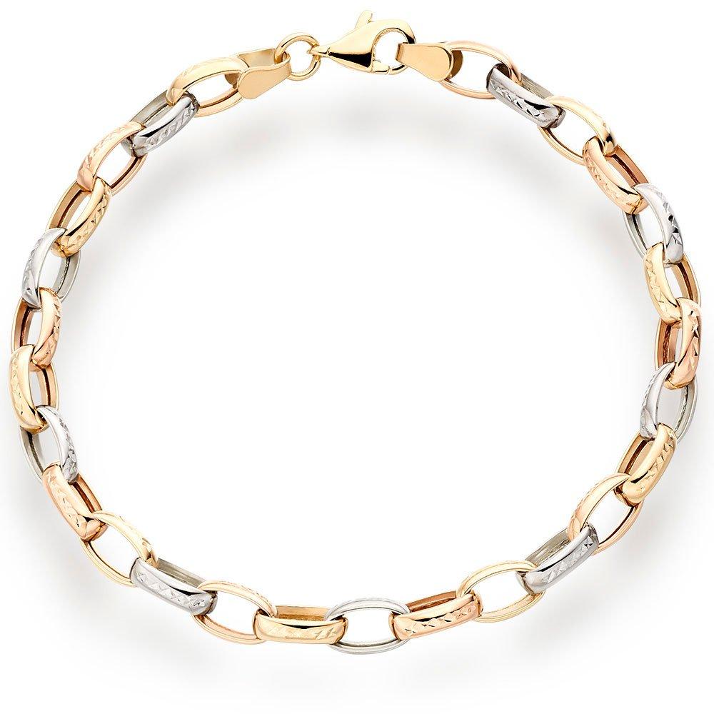 9ct Gold, Rose Gold and White Gold Bracelet